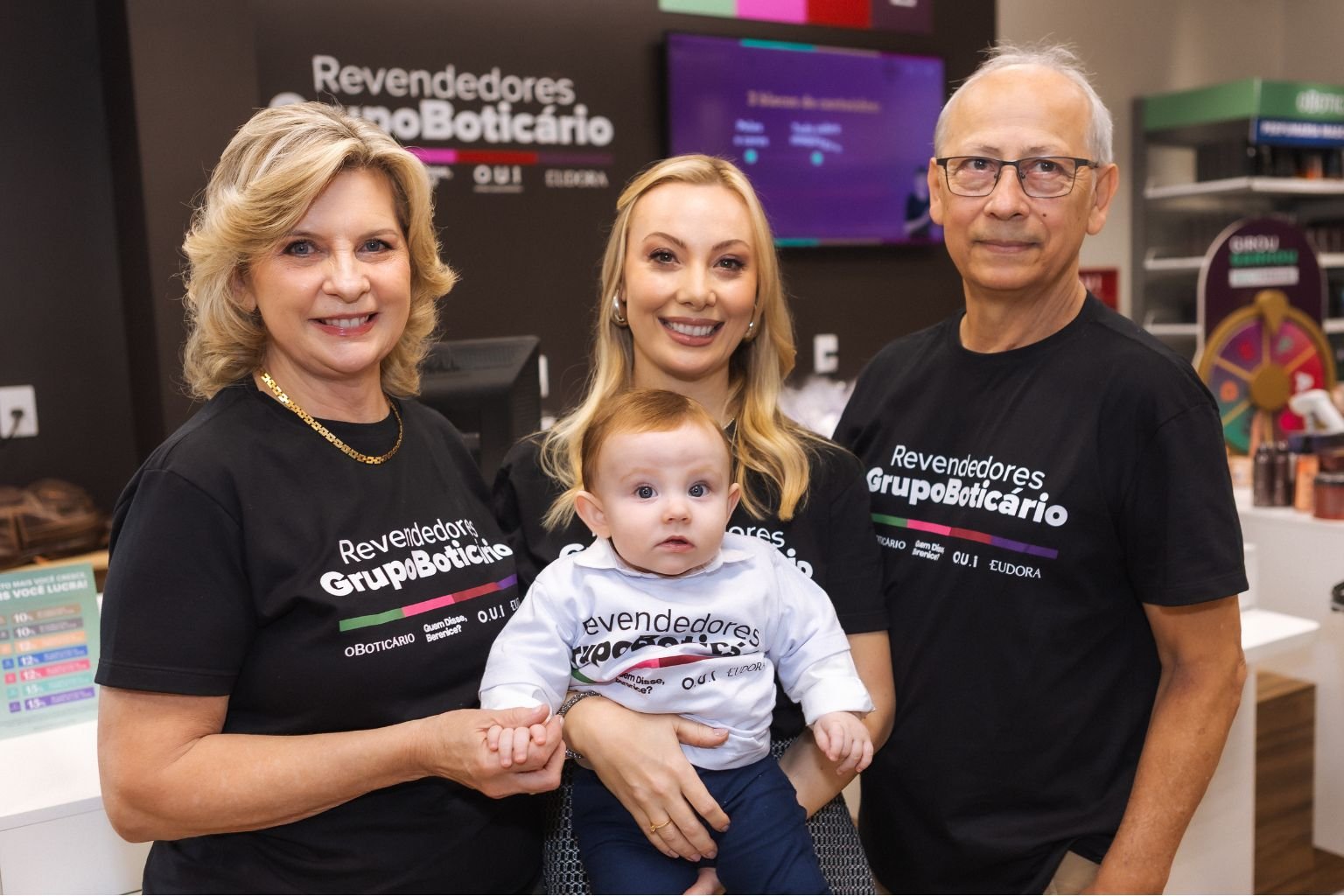 Grupo O Boticário inaugura centro logístico para atender mais de 2 mil revendedores 1 Eliane Knop Izabele Cristine de Souza Milton de Souza e o cacula da casa Romeo na inauguracao do novo empreendimento do Grupo O Boticario em Brusque Foto Guilherme Zucco Growth Global